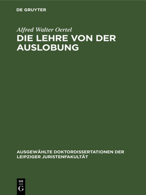 cover image of Die Lehre von der Auslobung